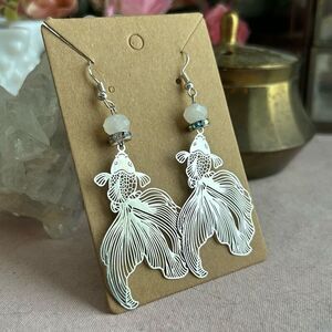 Butterfly Koi Fish Dangle Rhinestone Earrings .925 Sterling Silver